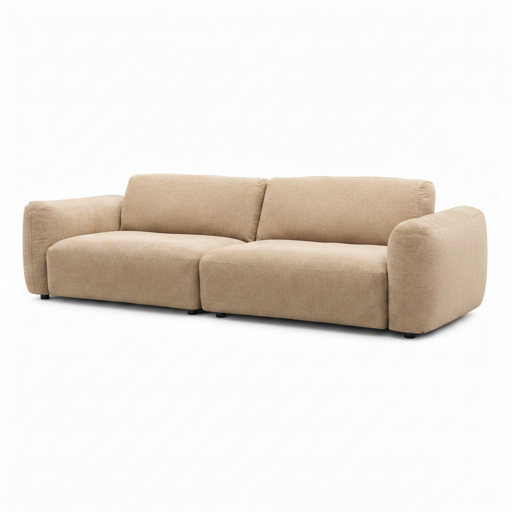 Bellunoir Sofa in taupe fabric, wide right-front 45-degree view