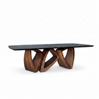 Meridian Marble Dining Table in a 45-degree three-quarter view on a white background