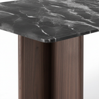 Seraphine Marble Dining Table wood base and marble tabletop connection detail