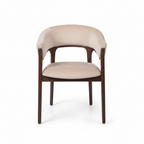 Katell Dining Chair ash wood upholstered chair, straight front view