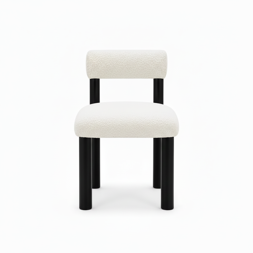 Almerique Dining Chair white upholstered dining chair front view
