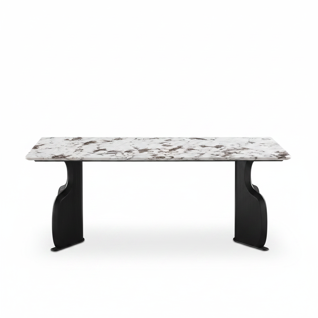 Elysian Marble Dining Table in a straight front view on a white background