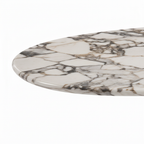 Alveron marble dining table veined marble tabletop edge detail