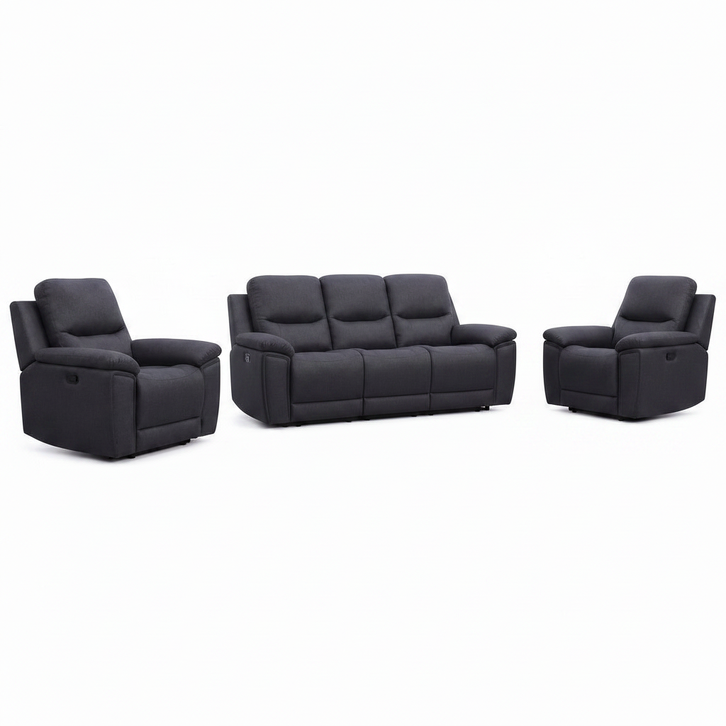 Monteluce Leather Sofa Set dark leather second right front 45 degree view