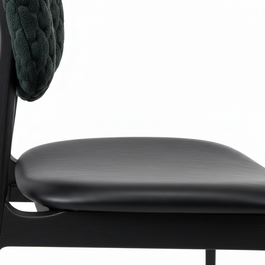 Quessan Dining Chair black upholstered seat and backrest texture detail