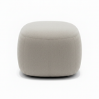 Front view of the Lacour stool showing seat shape and leg stance on a white background.