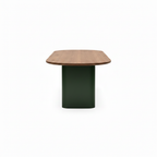 Lumeran Dining Table in ash wood, 90-degree side view on white background