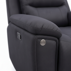 Monteluce Leather Sofa Set dark leather recliner arm and button detail