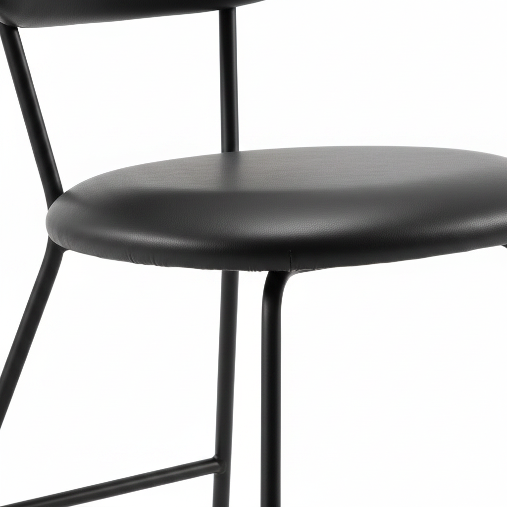 Wavessa Dining Chair black leather chair legs and frame detail
