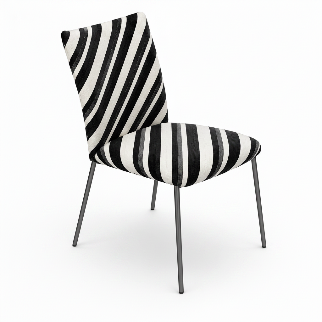 Adorienne Dining Chair striped upholstered chair, 45-degree front view