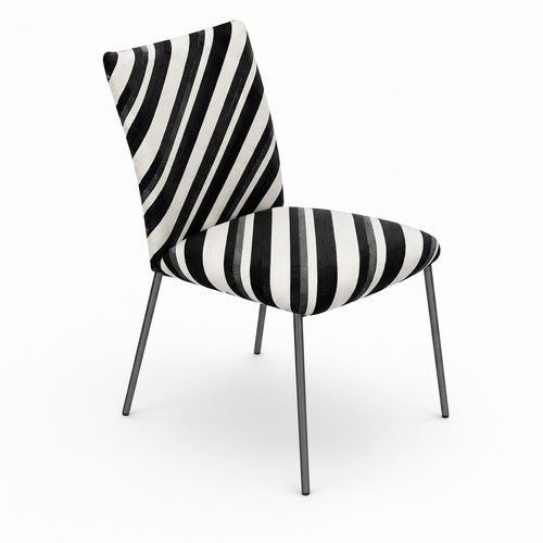 Adorienne Dining Chair striped upholstered chair, 45-degree front view