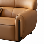 Close-up of the right armrest, piping, and narrow black accent on the Mavero Leather Sofa