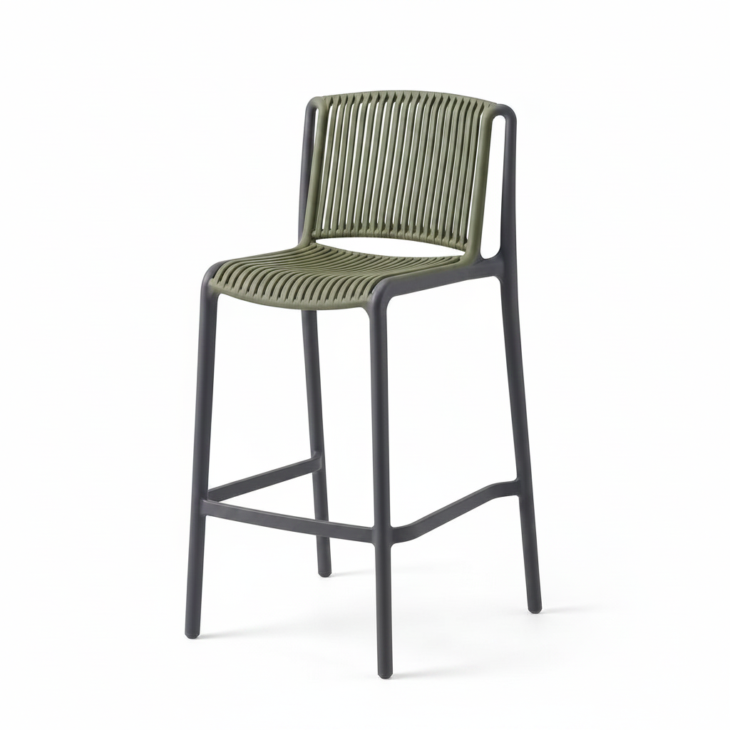 Bravelle Bar Stool on a white background, left-front three-quarter view