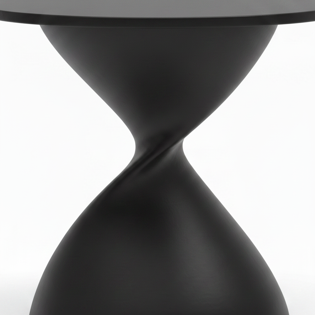 Orlisse End Table close up hourglass pedestal detail on white background
