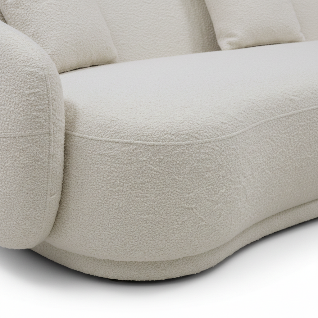 Franchet Sofa cream fabric curved front edge detail