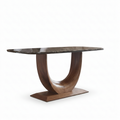 Solstice Marble Dining Table white background 45 degree three quarter view