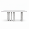 Bellrose Dining Table marble table, straight front view on white background
