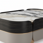 Cyrmont Coffee Table marble tabletop and black wood veneer edge detail