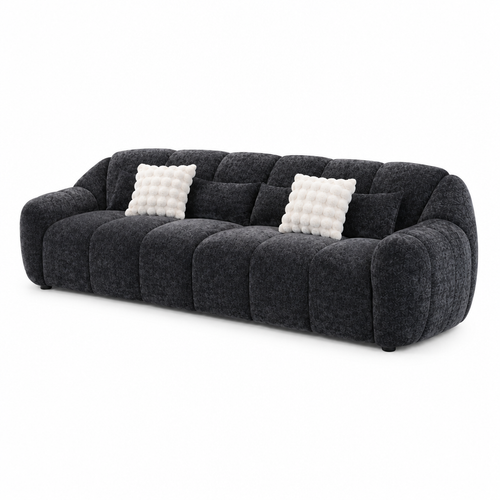 Dovaire Sofa charcoal fabric right-front 45-degree white-background view