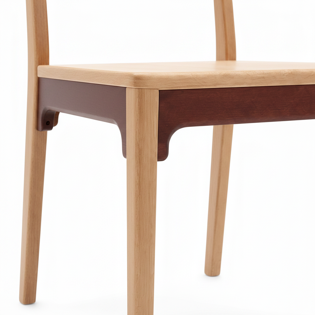 Kelmora Dining Chair wood legs and frame construction detail