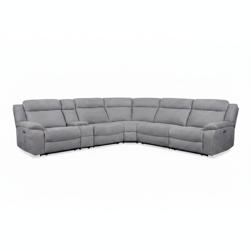 Side profile of the Hautere fabric sectional sofa showing armrest and backrest silhouette on a white background.