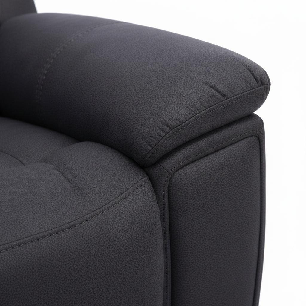 Monteluce Leather Sofa Set dark leather upholstery and seam detail