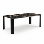 Urbelle Dining Table in black and wood, front-right 45-degree view on white background