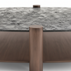 Gavorin Coffee Table ash wood support and glass tabletop connection detail