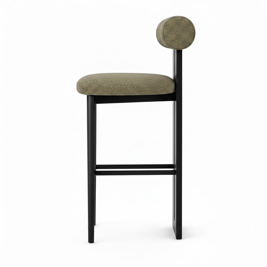 Westmere Noir Bar Stool on a white background, full side profile showing the complete silhouette