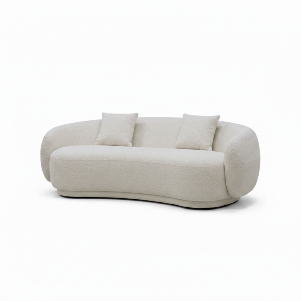 Franchet Loveseat cream fabric second right front 45 degree view