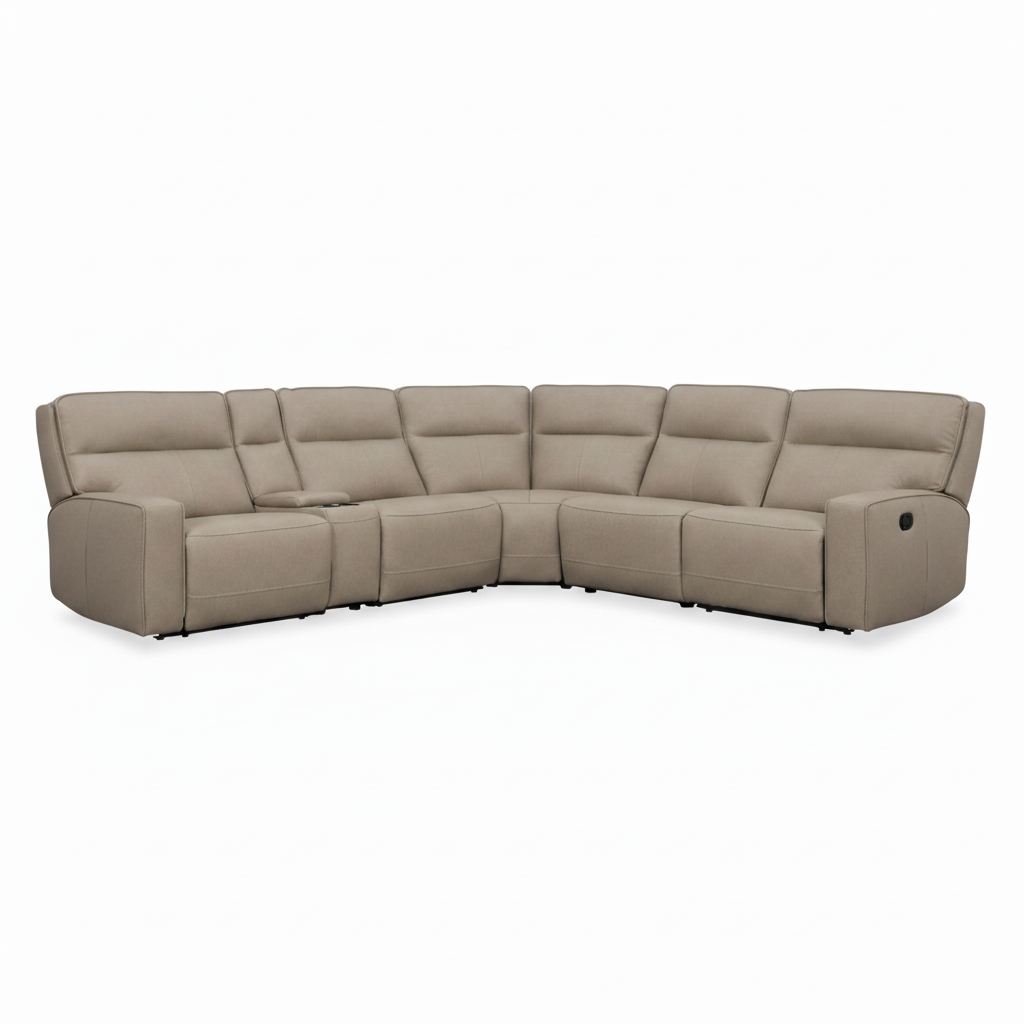 Cortevia Leather Sectional right-front 45-degree curved leather sofa product view on white background