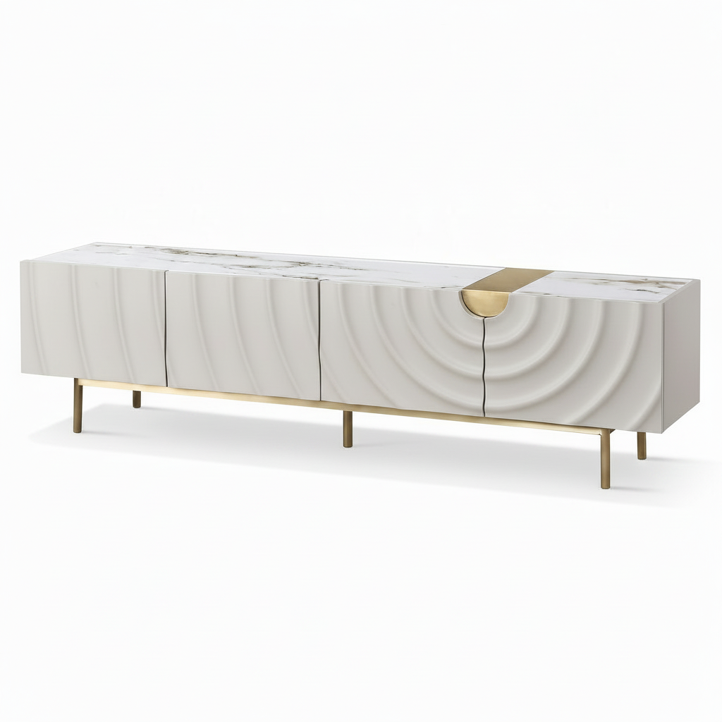 Imperial Pearl TV Stand — front right 45° full view