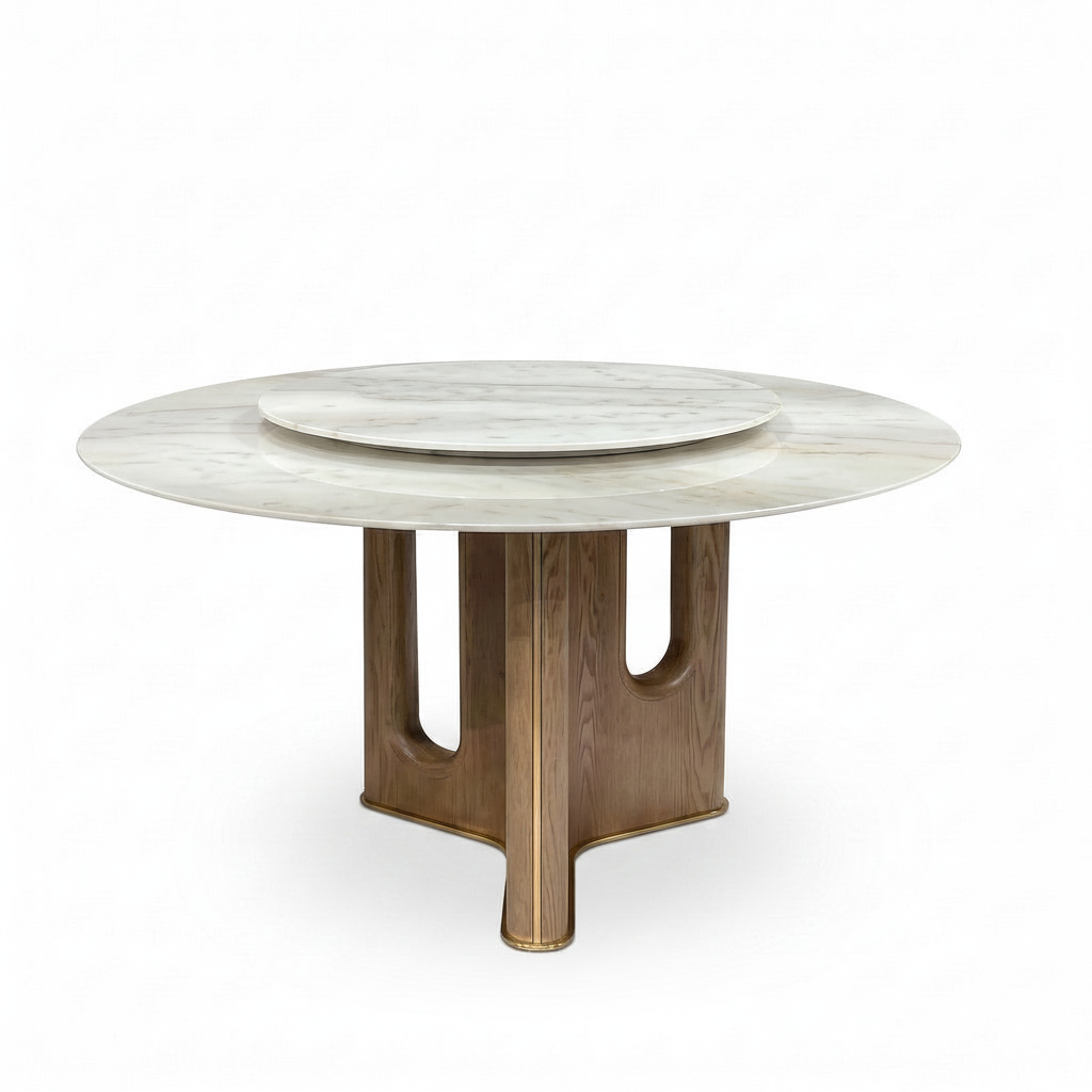 Isolde Round Dining Table elevated oblique view