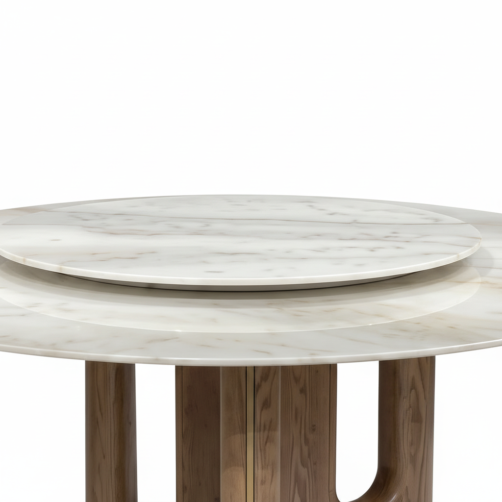 Isolde Round Dining Table marble tabletop and center layer detail