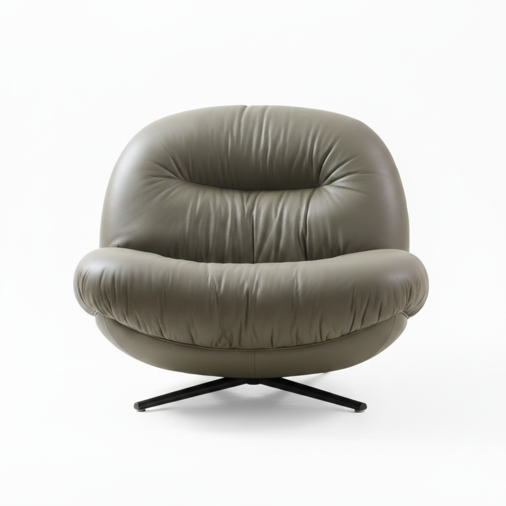 Iverique Accent Chair front view showing the padded seat, cushioned backrest, and curved armrests.
