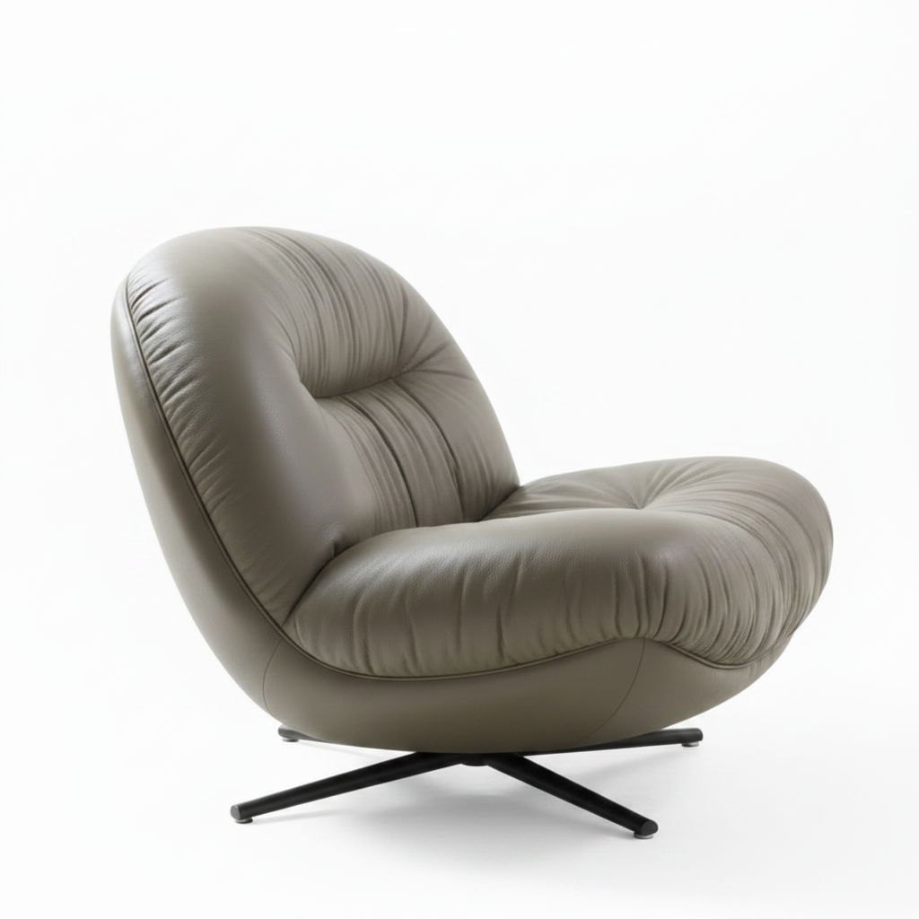 Iverique Accent Chair side view with the back facing left and the seating opening facing right.