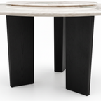 Ivorel Dining Table corrected pale-stone three-leg detail