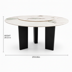 Ivorel Dining Table diameter dimension diagram