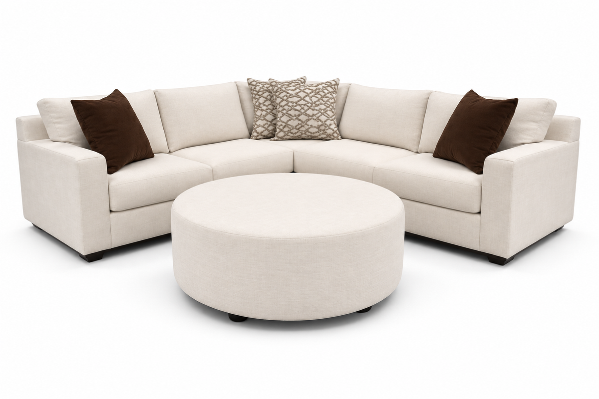 Ivorelle Ivory Sectional — optional seating + ottoman configuration