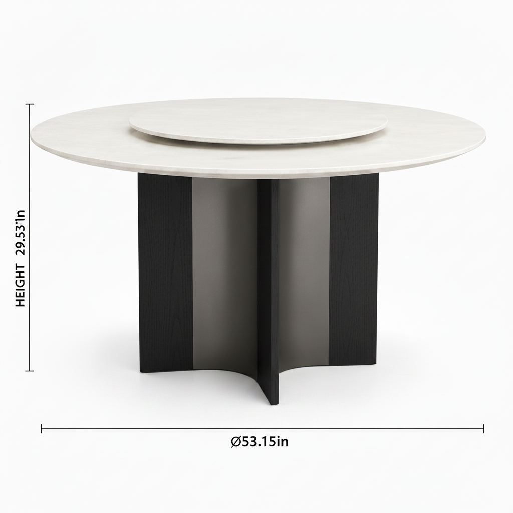 Jorvelle Stone Dining Table bottom diameter diagram