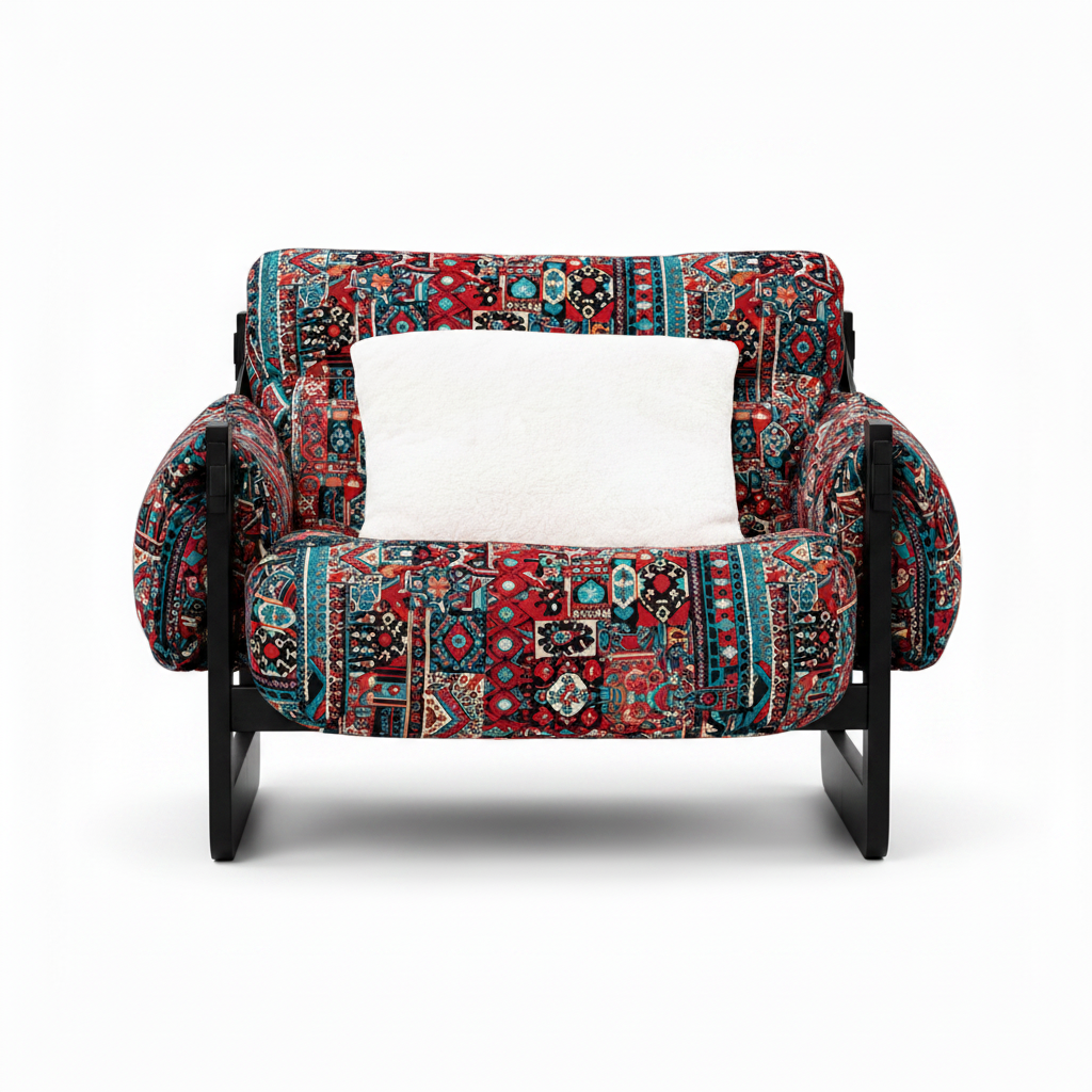 Jovelle Accent Chair front view showing the upholstered seat, backrest, and wood frame