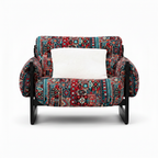 Jovelle Accent Chair front view showing the upholstered seat, backrest, and wood frame