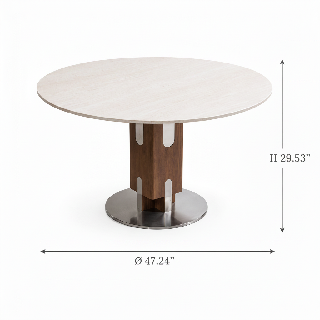 Kaelis Stone Dining Table - Dimension Diagram