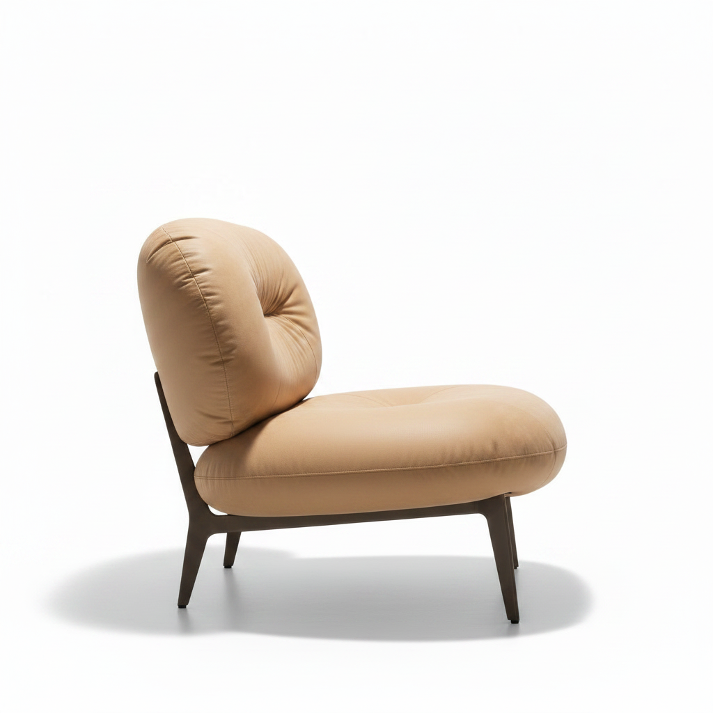 Kavessa Leather Accent Chair opposite side view with the back facing left and the seating opening facing right.