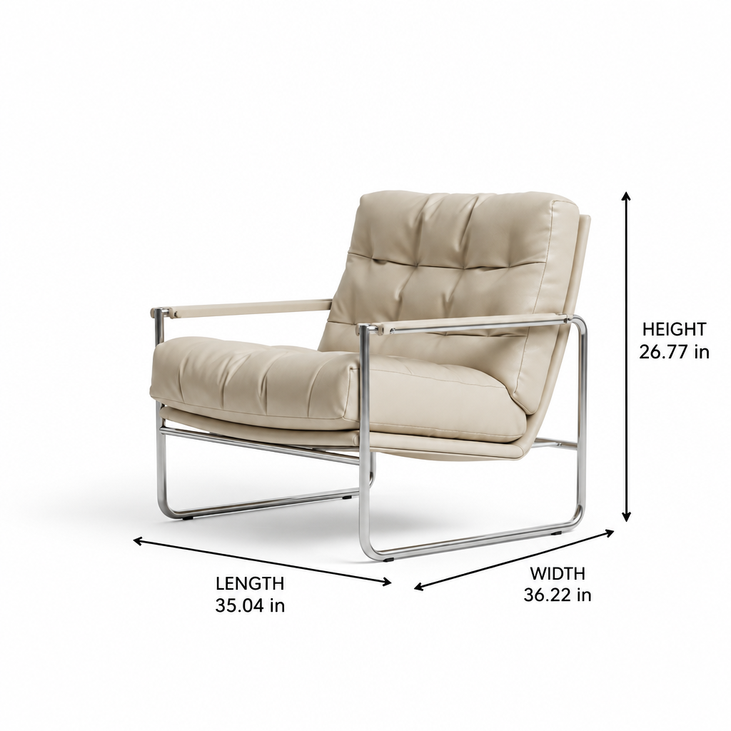 Kestrane Accent Chair dimension diagram showing length 35.04 inches, width 36.22 inches, and height 26.77 inches.
