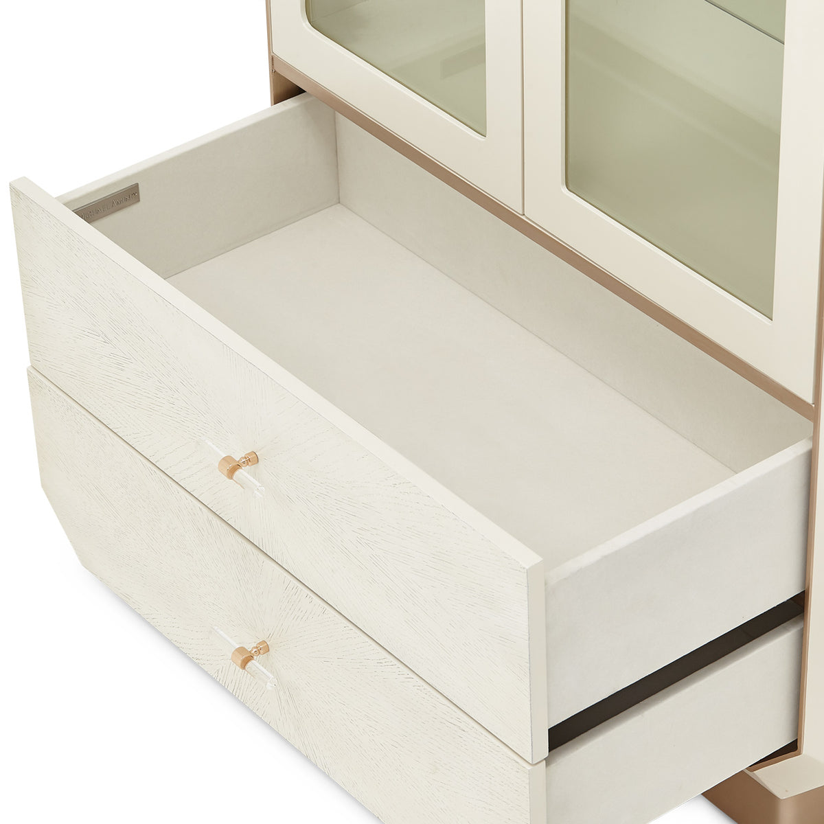 La Rachelle Display Cabinet — Velvet-lined drawer detail