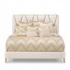 La Rachelle E.King Upholstered Panel Bed 3pc MediumChampagne - Front View