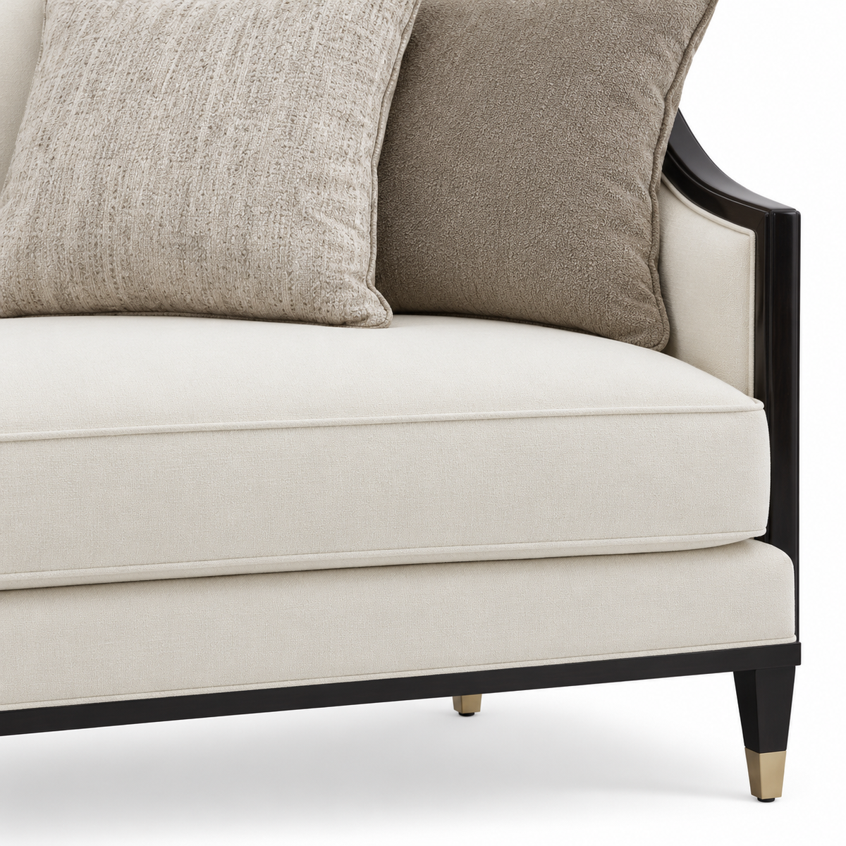 La Salle Sofa — visible right armrest, its front facing surface and its junction with the seat (detail edited from existing product photo)