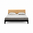 Lavarro Wood Bed straight-on front view on a white background
