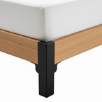 Lavarro Wood Bed close-up of side frame detail on a white background